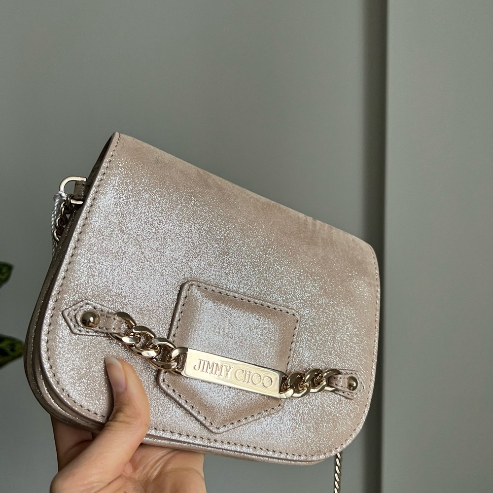 Shimmer leather Jimmy Choo cross body mini bag